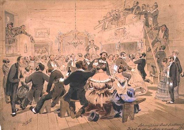 Het eerste abonnementsbal, Ballarat, Victoria door Samuel Thomas Gill
