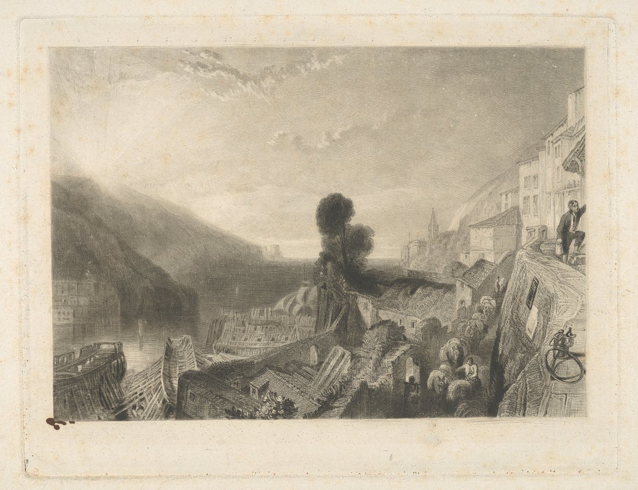 Dartmouth, aan de Rivier Dart door Samuel William Reynolds