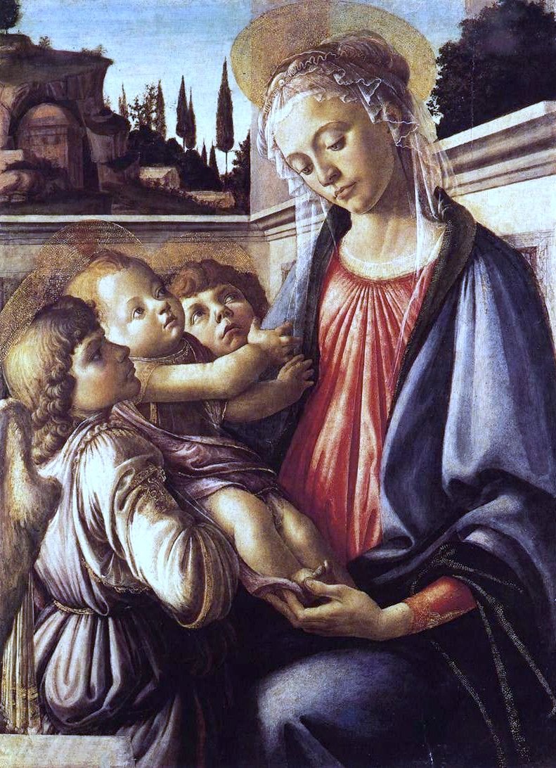 Madonna en Kind en Twee Engelen door Sandro Botticelli