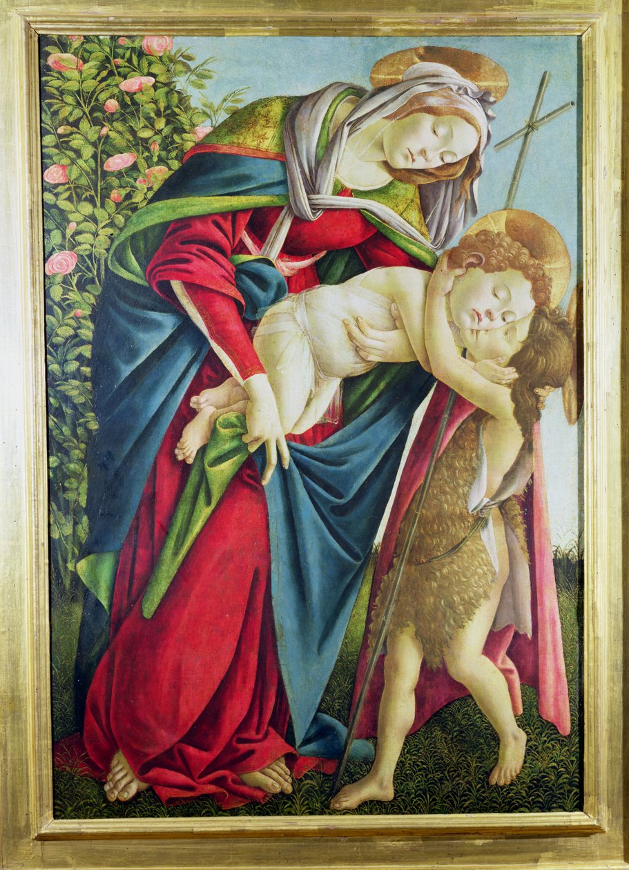 Madonna en Kind met St. Johannes de Doper door Sandro Botticelli