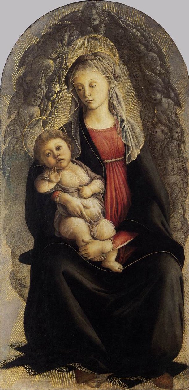 Madonna in glorie met serafijnen door Sandro Botticelli