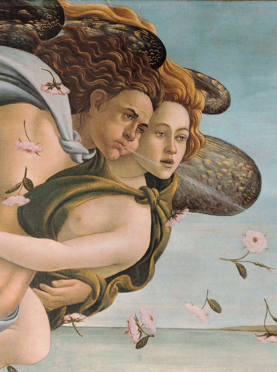 Zephyr en Chloris, detail van De Geboorte van Venus door Sandro Botticelli