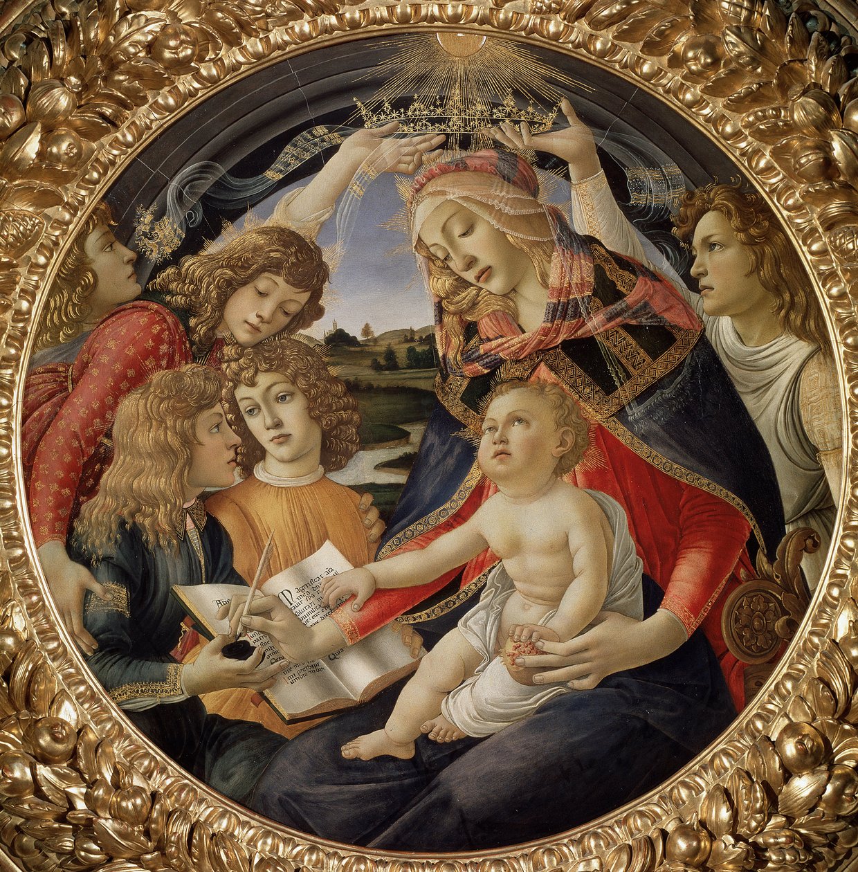 Madonna van de Magnificat of Maagd met Kind en vijf engelen door Sandro Botticelli