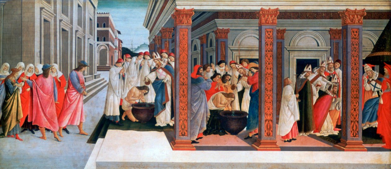 Vier Scènes uit het Vroege Leven van Sint Zenobius, c1500 door Sandro Botticelli