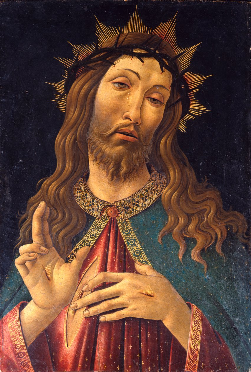 Italiaans:  Vir dolorum (Cristo benedicente) Man van Smarten door Sandro Botticelli