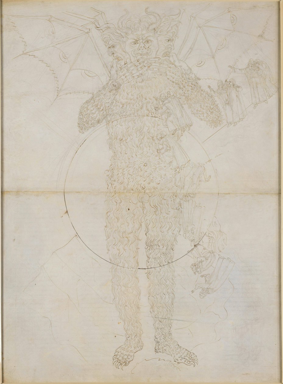 La Divina Commedia, Inferno XXXIV (2). Het centrum van de hel: Lucifer in volle gestalte (de grote Satan); Afscheid van de hel door Sandro Botticelli