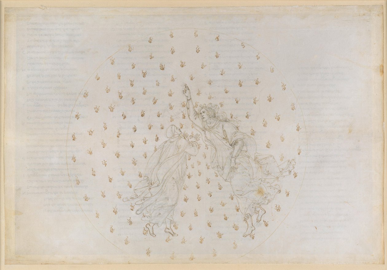La Divina Commedia, Paradiso VI. Tweede planetaire sfeer (hemel van Mercurius): Justinianus vertelt Dante de geschiedenis van het keizerrijk en doet verslag van de zielen van de rechtvaardigen in Mercurius door Sandro Botticelli