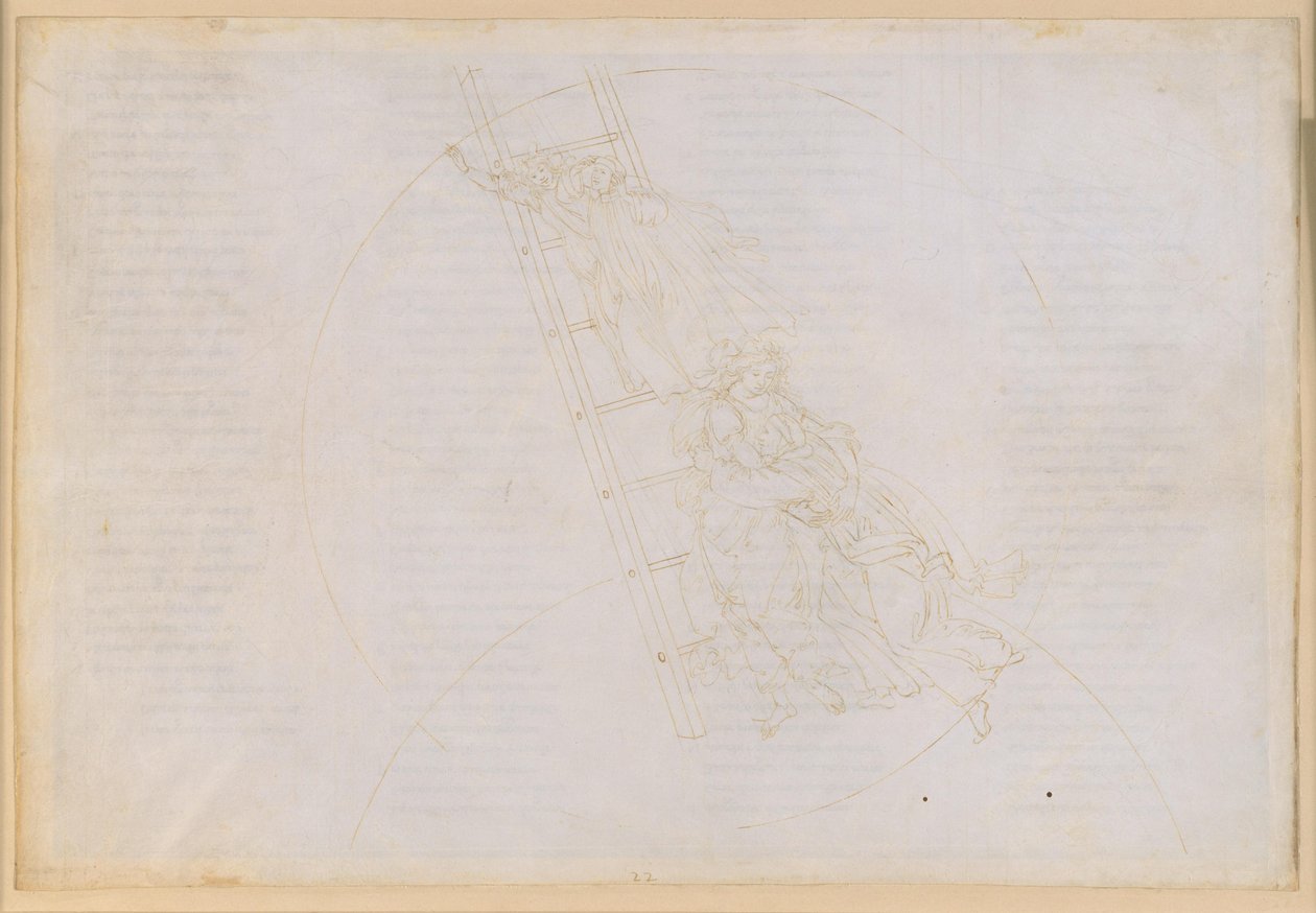 La Divina Commedia, Paradiso XXII. Zevende planeetsfeer (hemel van Saturnus): verslag van de heilige Benedictus; beklimming via de Jakobsladder naar de hemel met de vaste sterren door Sandro Botticelli