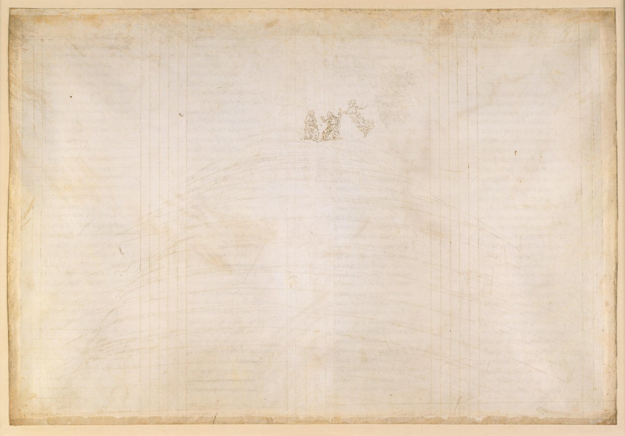 La Divina Commedia, Paradiso XXXII. Het Empyreum: Bernardus van Clairvaux legt de opbouw van de hemelse roos uit; Dantes visioen van Maria door Sandro Botticelli
