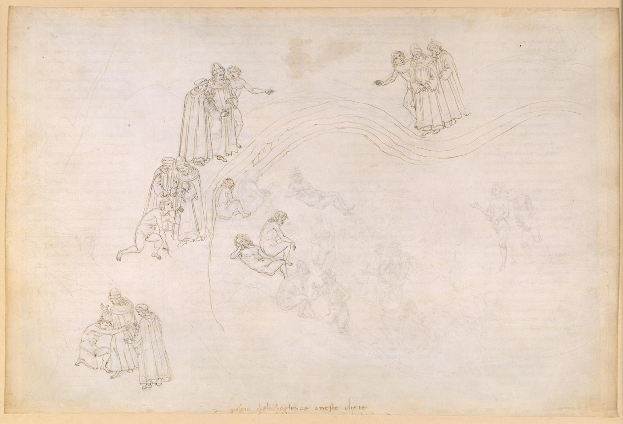 La Divina Commedia, Purgatorio VII. Voorpurgatorium, Middenzone: Vallei van de nalatige vorsten door Sandro Botticelli