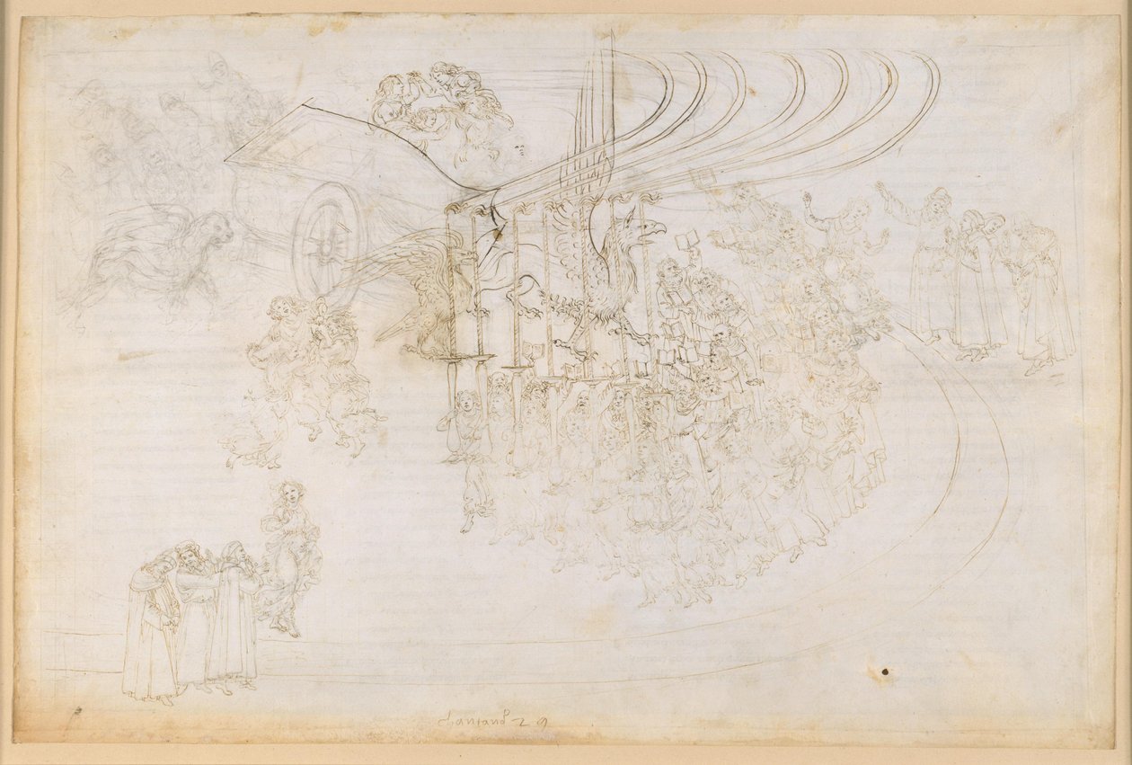 La Divina Commedia, Purgatorio XXIX. Het aardse paradijs: de triomf van de Kerk door Sandro Botticelli