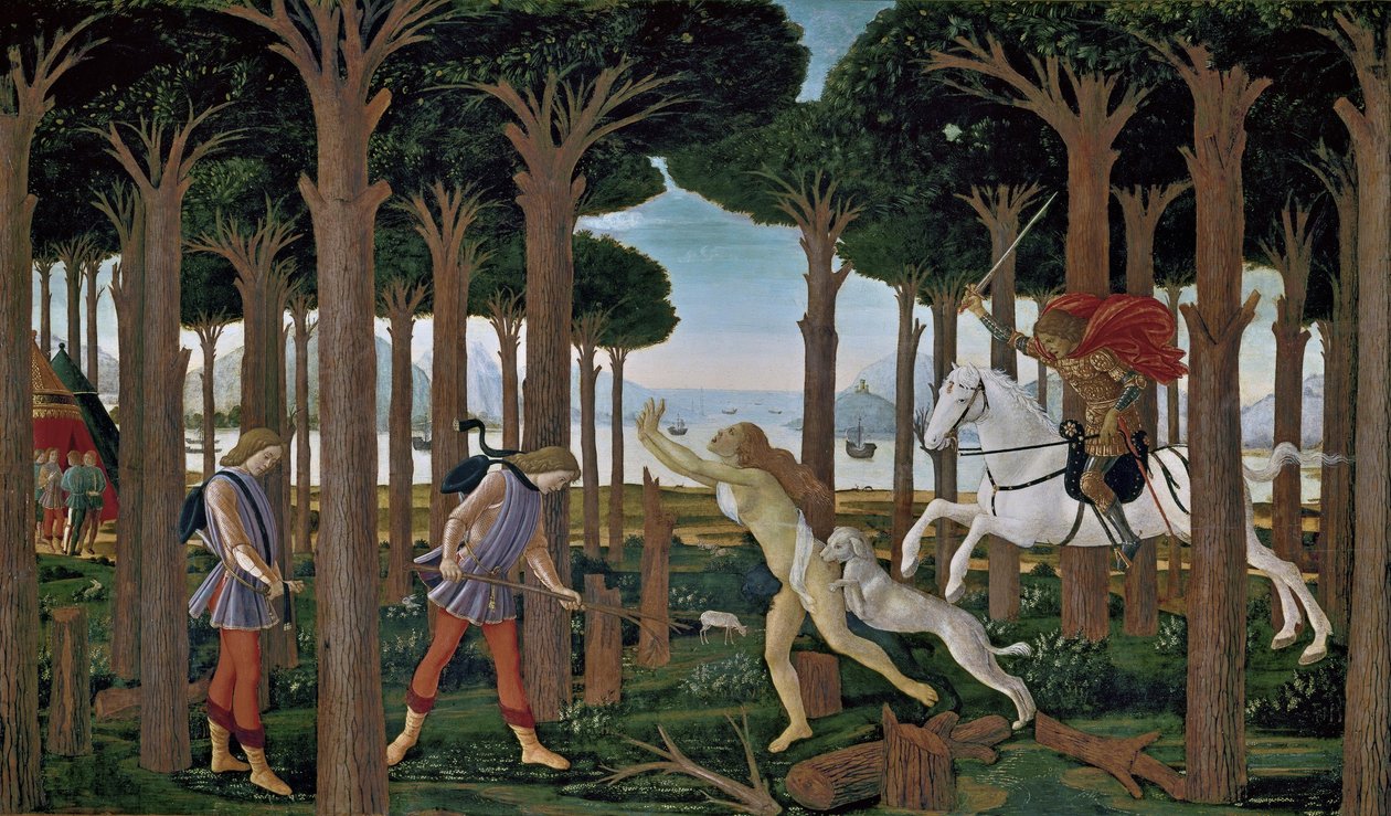 Het verhaal van Nastagio degli Onesti I door Sandro Botticelli