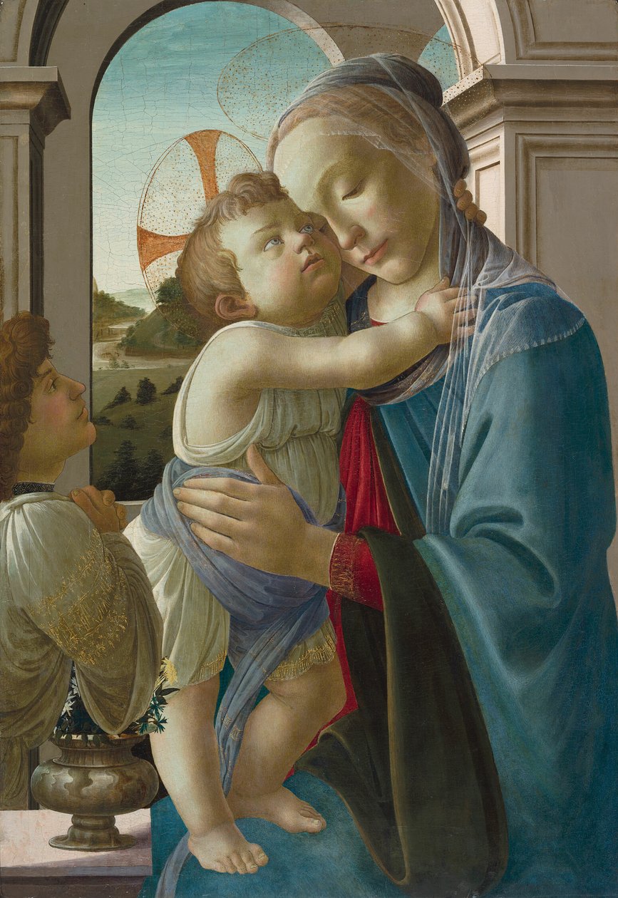 Maagd en kind met een engel door Sandro Botticelli