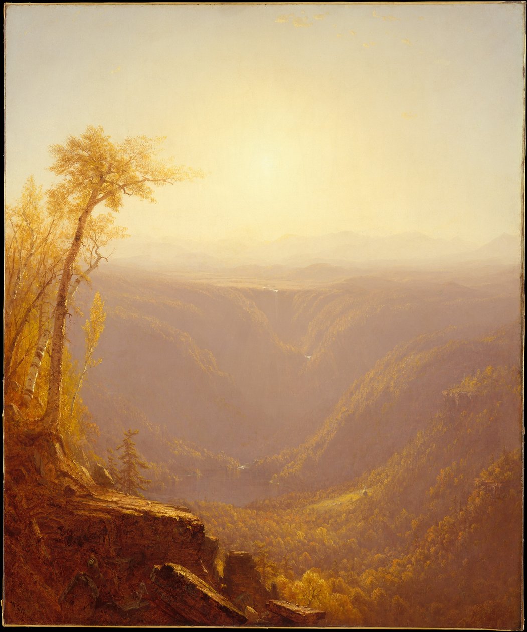 Een kloof in de bergen (Kauterskill Clove) door Sanford Robinson Gifford
