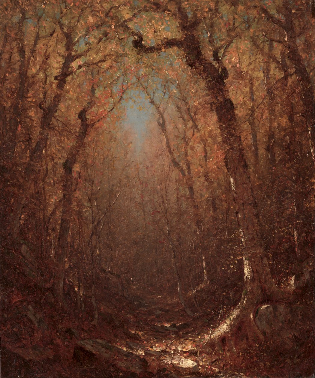 Herfst, een bosweg door Sanford Robinson Gifford