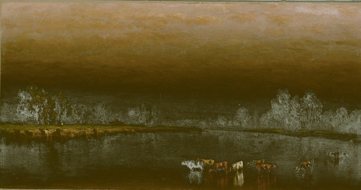 Koeien in een Vijver bij Zonsondergang, 1860 door Sanford Robinson Gifford