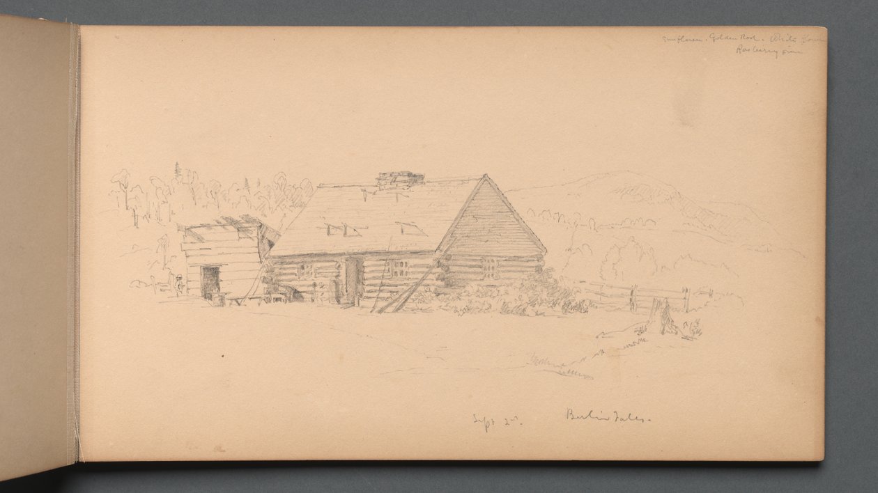 Schetsboek, pagina 14: Berlijnse Watervallen 2 september, 1859 door Sanford Robinson Gifford