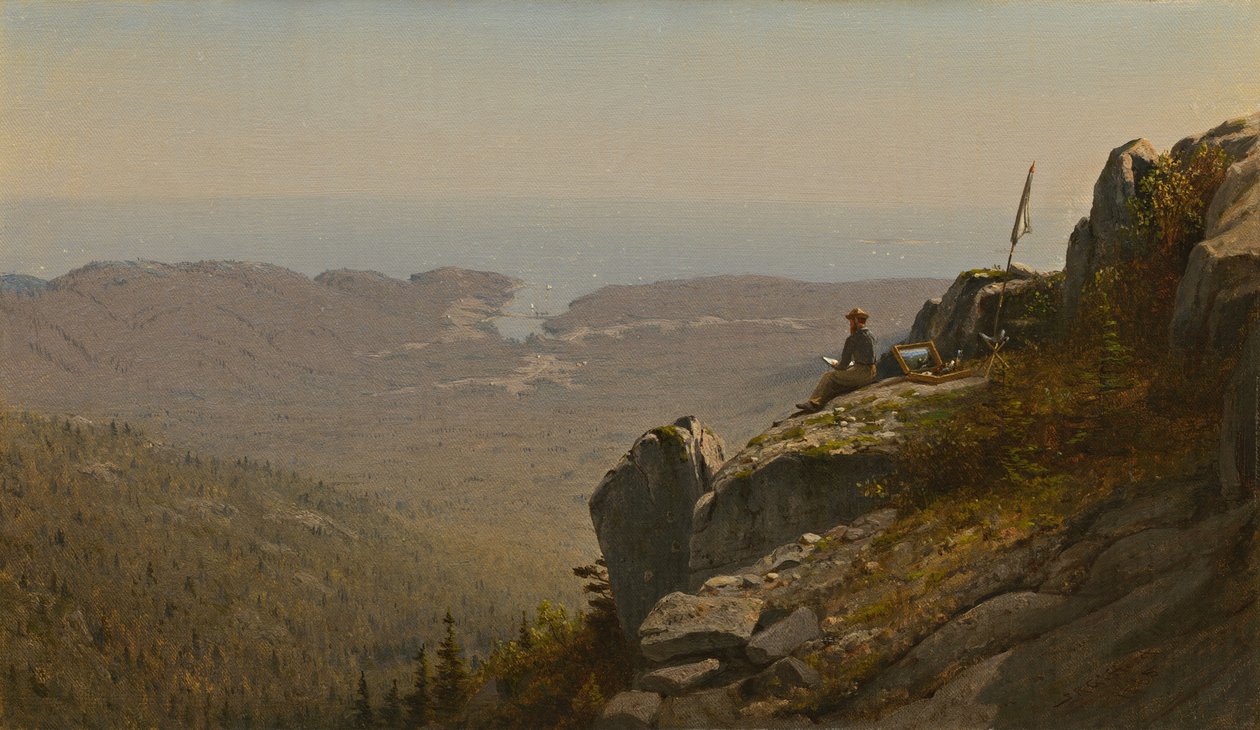 De Kunstenaar Schetsend op Mount Desert, Maine door Sanford Robinson Gifford
