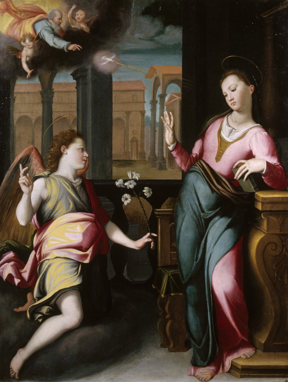 De annunciatie, ca. 1580 door Santi di Tito
