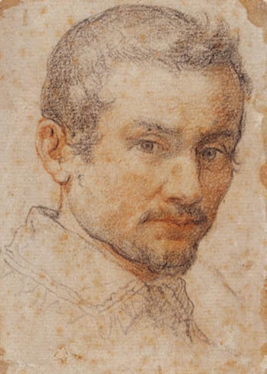 Hoofd van een jonge man iets naar rechts gedraaid door Santi di Tito