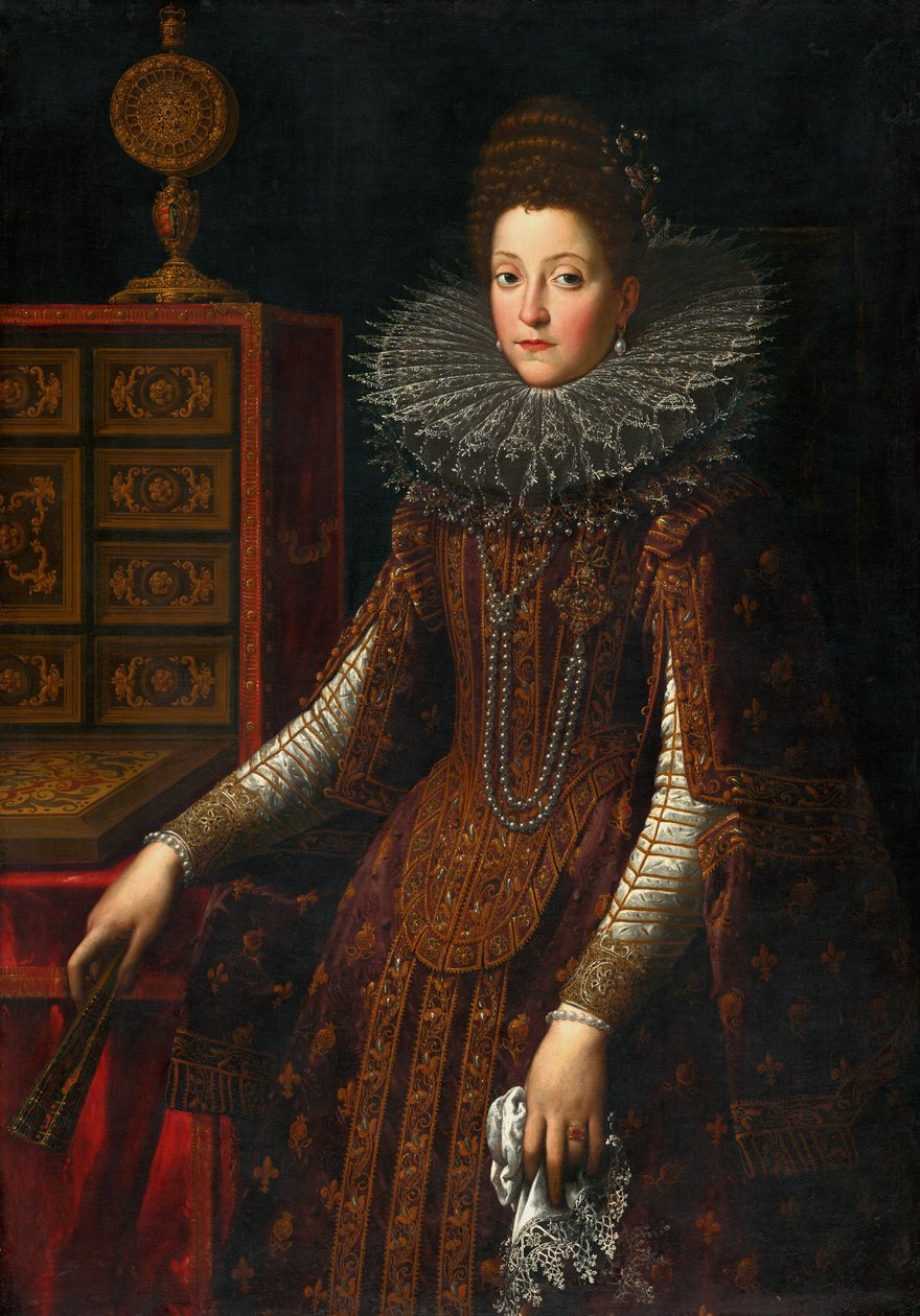 Slowaaks: Portret van een dame in een rijk pak Portret van Maria van Medici. door Santi di Tito