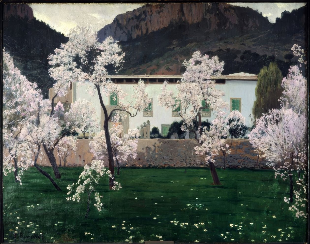 Bloeiende amandelbomen door Santiago Rusiñol