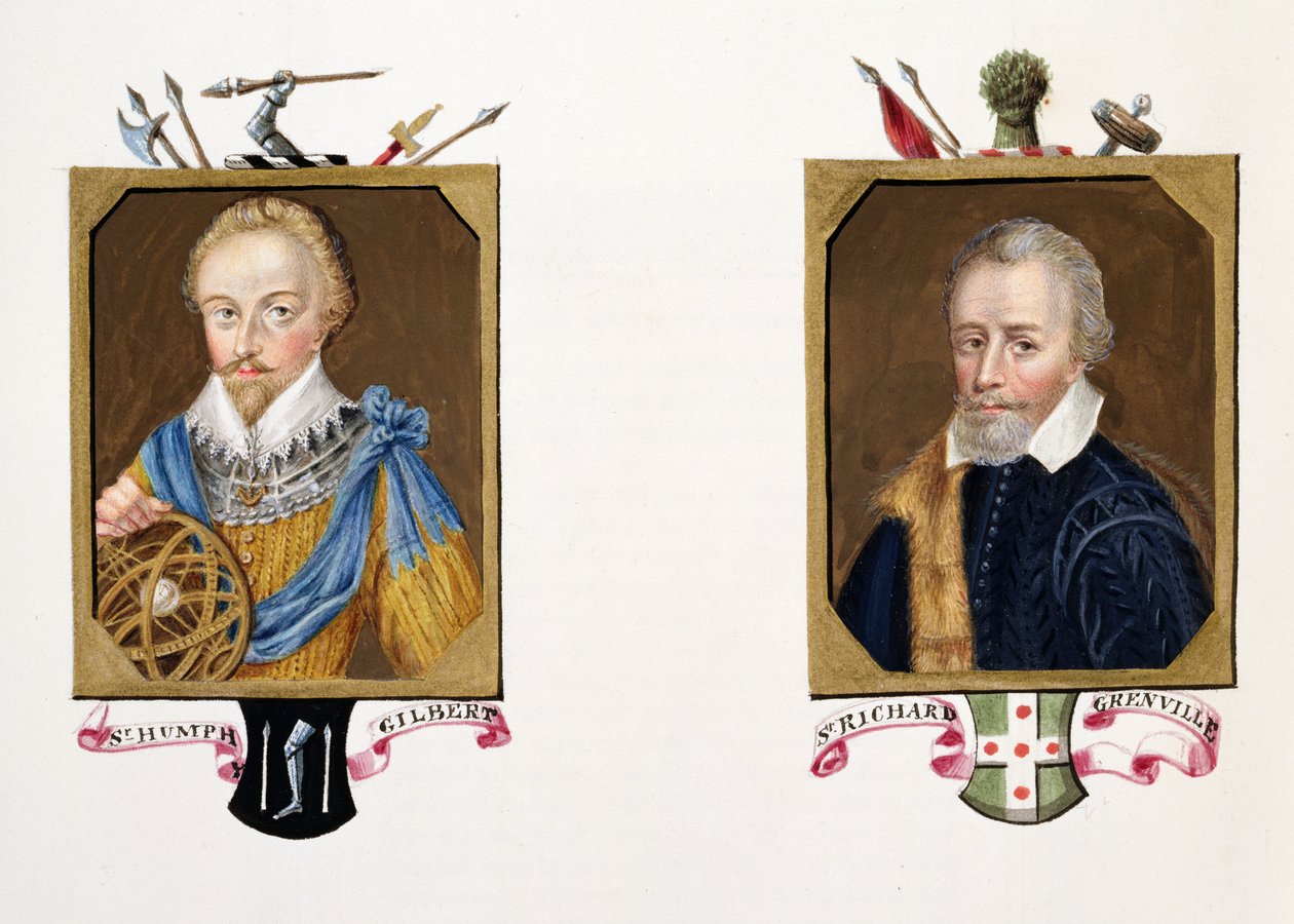 Dubbelportret van Sir Humphrey Gilbert (ca. 1539-83) en Sir Richard Grenville (ca. 1541-91) uit 