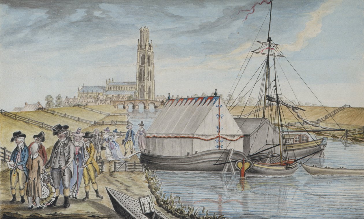 Het wegen van de vis na een vangst, 1791 uit Sir Joseph Banks Visserijboek van de rivier Wytham in Lincolnshire, gepubliceerd in 1784-96 door Sarah Sophia Banks
