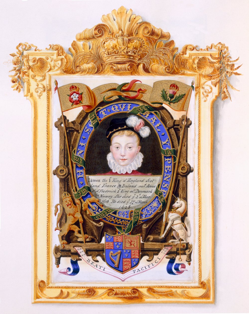 Portret van James VI van Schotland (1566-1625) Later James I van Engeland als jongen c.1574 uit 