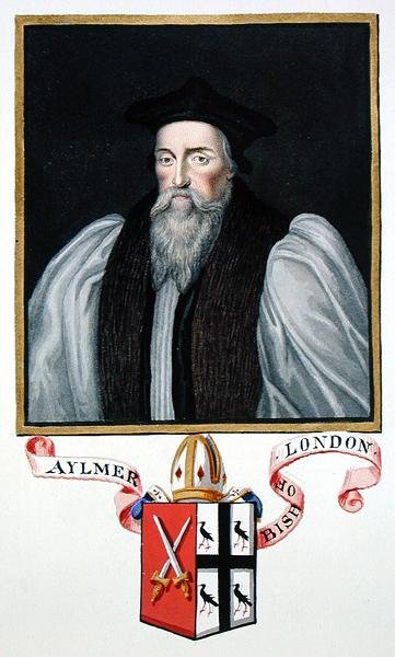 Portret van John Aylmer, bisschop van Londen uit 