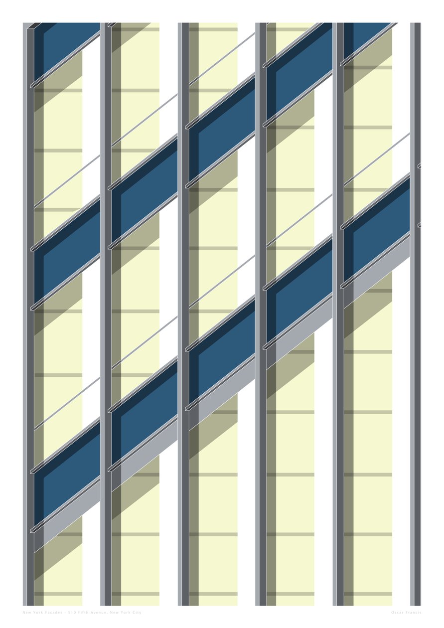 510 Fifth Avenue, NYC, 2015 (grafische giclee print) door Sarah Evans