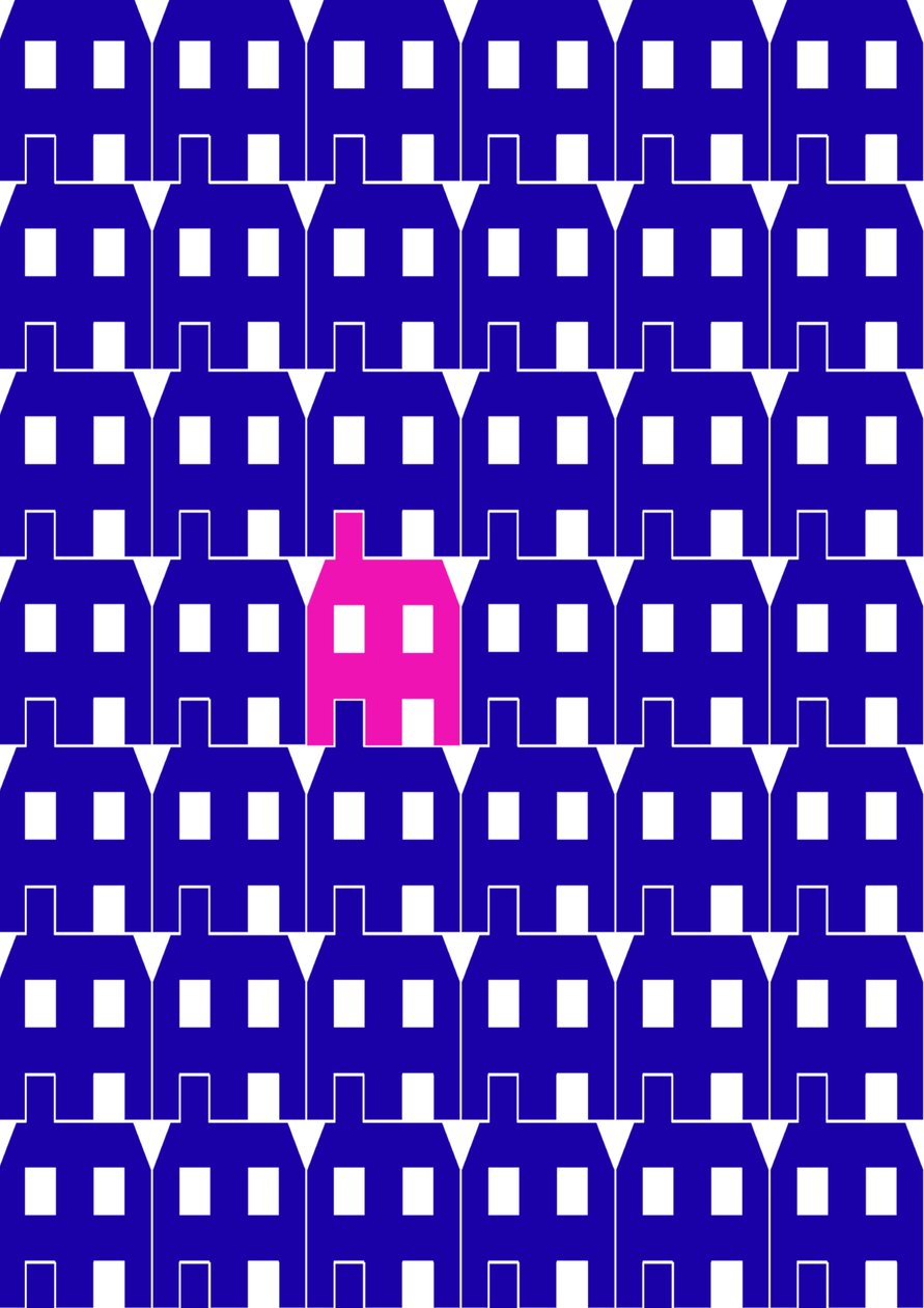 Blue Paper House_Large, 2020 (digitaal) door Sarah Evans