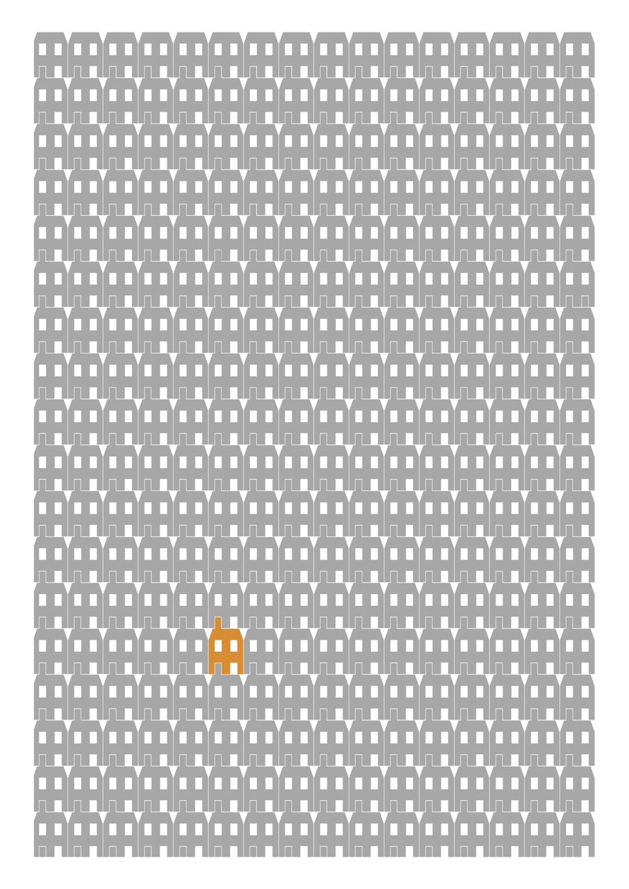 Grey Paper House Repeat Print, 2014 (grafische giclee print) door Sarah Evans