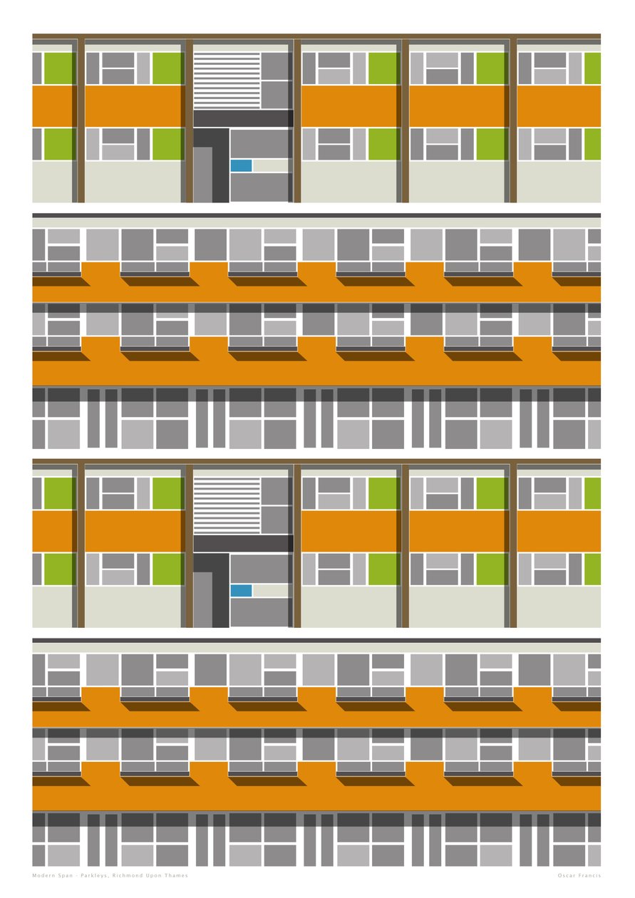 Parleys Estate, 2016 (grafische giclee print) door Sarah Evans