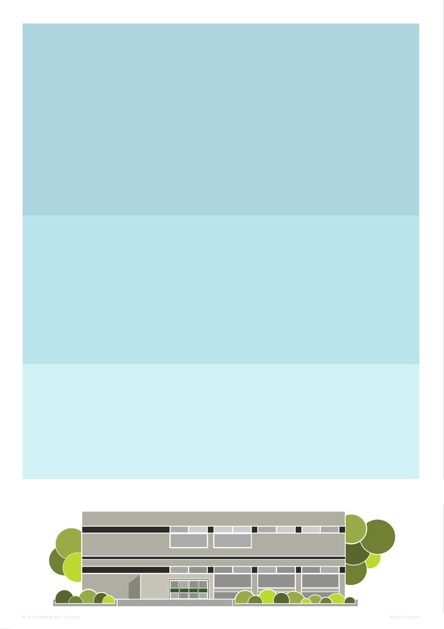 Stamford Hill Library, 2014 (grafische giclee print) door Sarah Evans