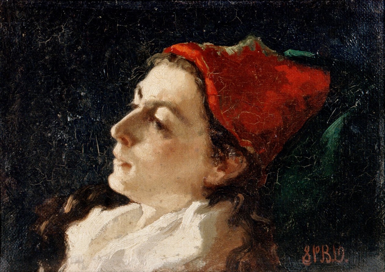 Hoofd van een Vrouw met een Rode Muts door Sarah Paxton Ball Dodson