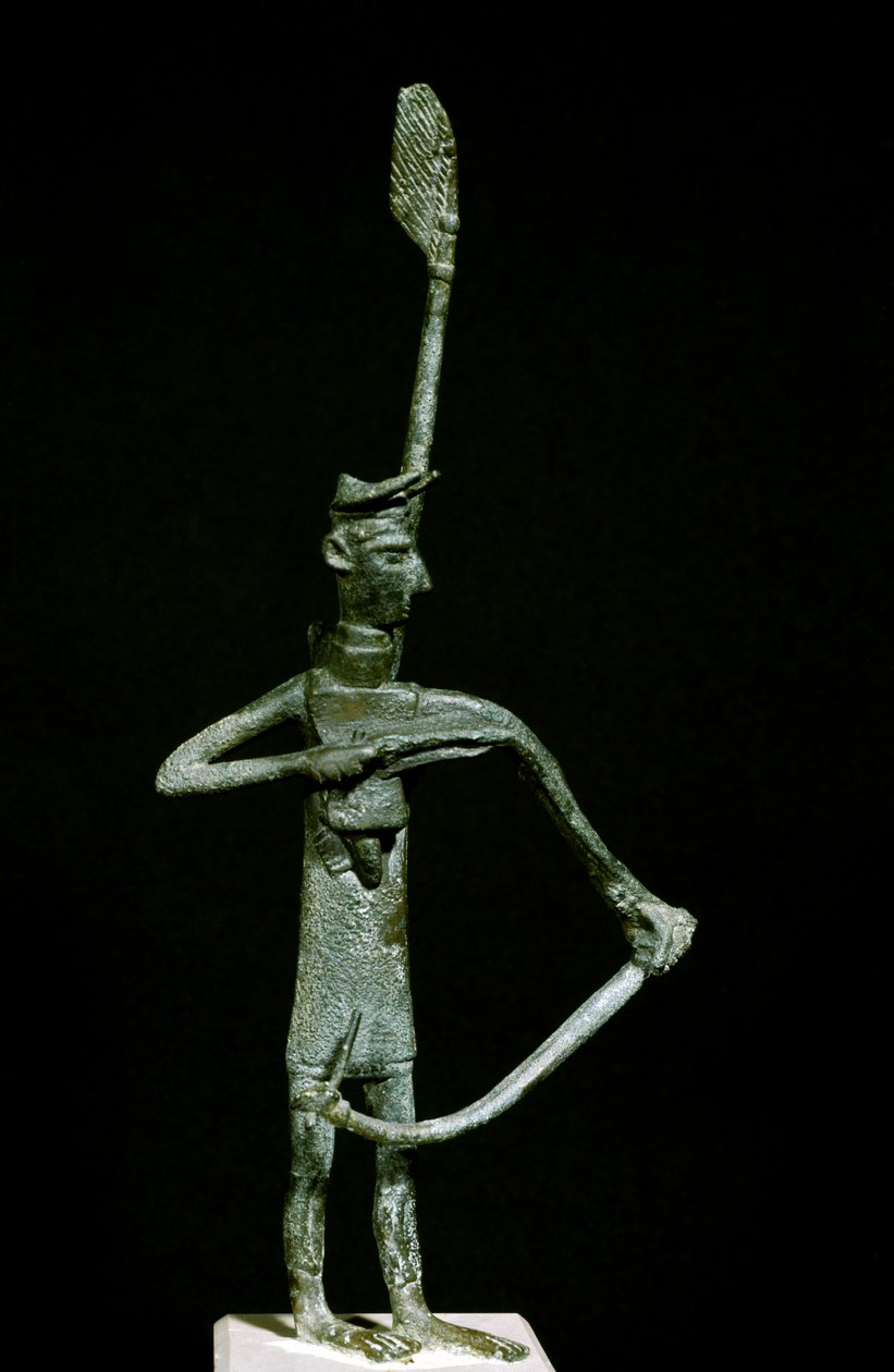 Nuragische cultuur: bronzen boogschutter beeldje door Sardinia Nuragic Civilization