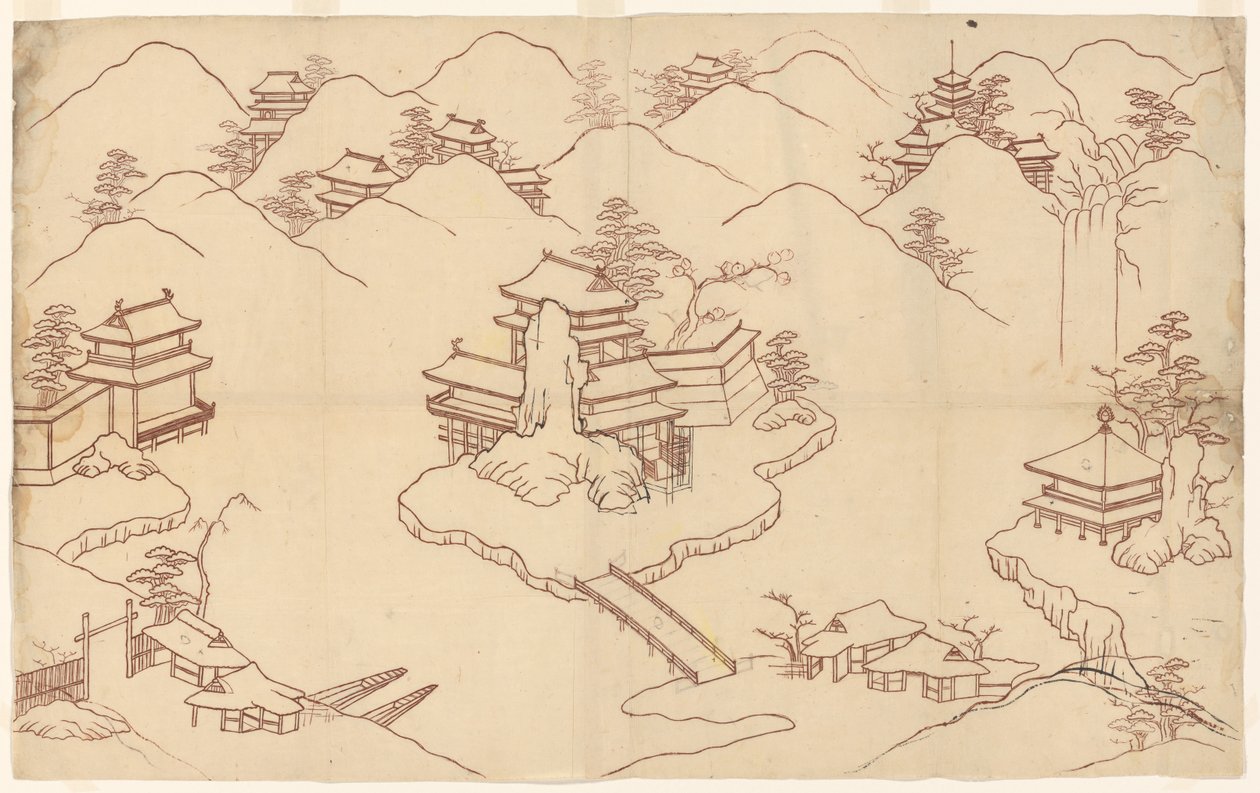 Landschap in Chinese stijl door Sasaya (workshop of)