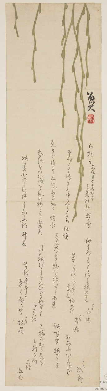 Hangende wilg, 1818-1829 door Sat Masuyuki