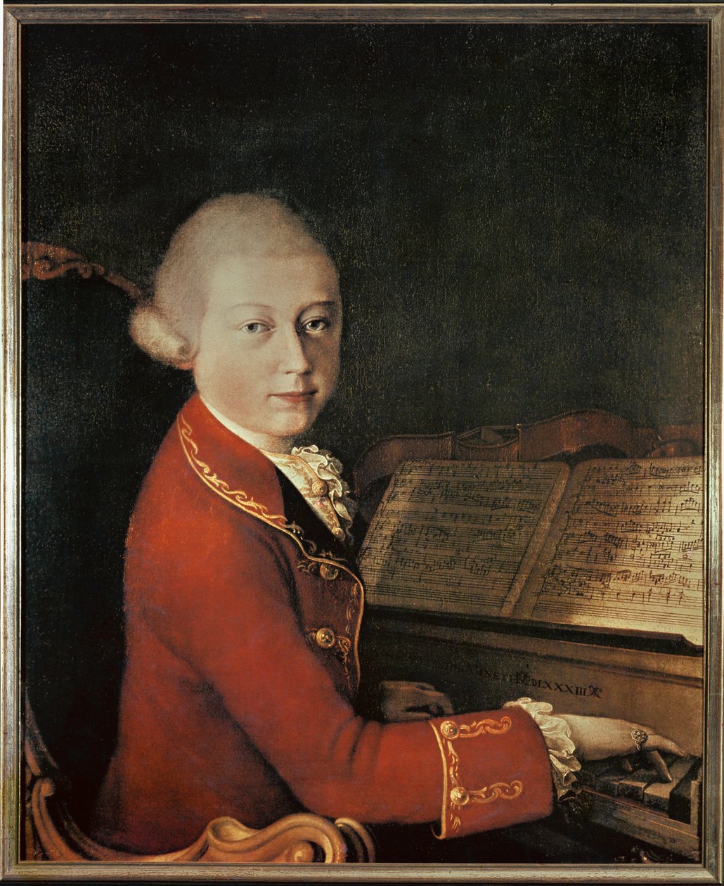 Mozart in Verona (olieverf op doek) door Saverio dalla (after) Rosa
