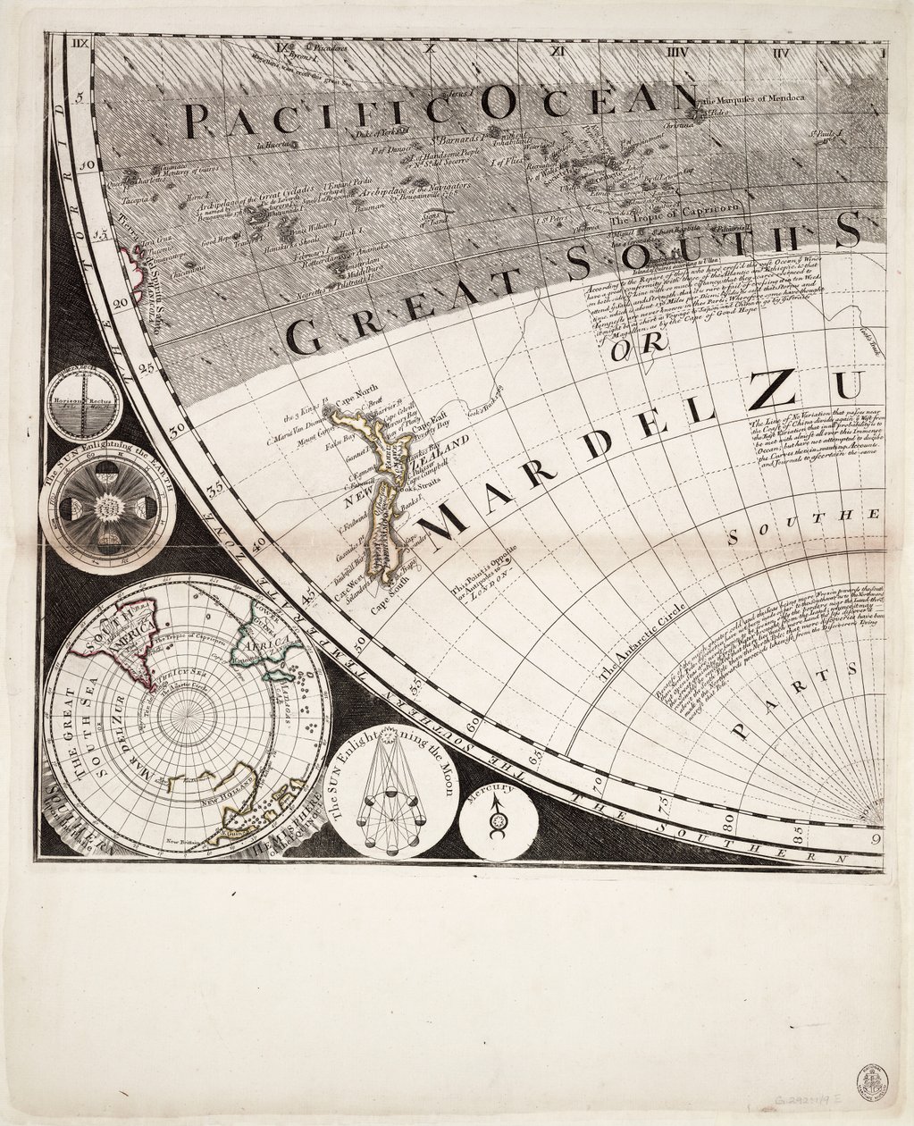 Een nieuwe en correcte kaart van de wereld (sectie), c.1774 door Sayer & Bennett