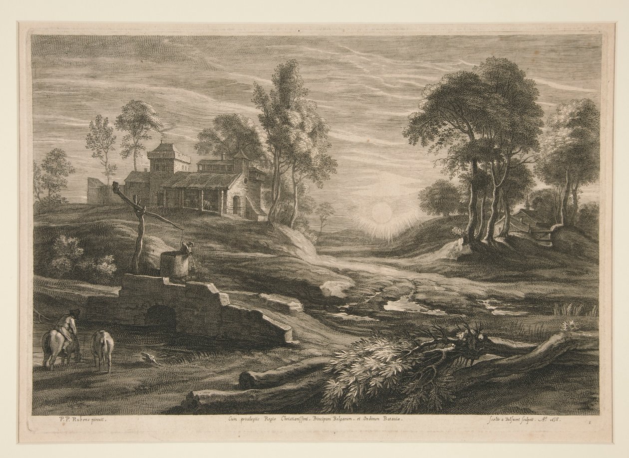 Landschap met een put door Schelte Adams Bolswert