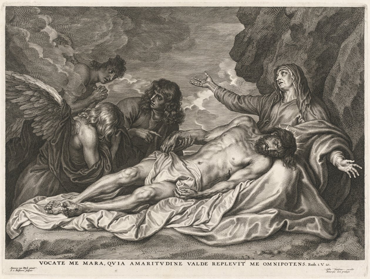 Maagd Ondersteunt de Dode Christus door Schelte Adams Bolswert after Sir Anthony van Dyck
