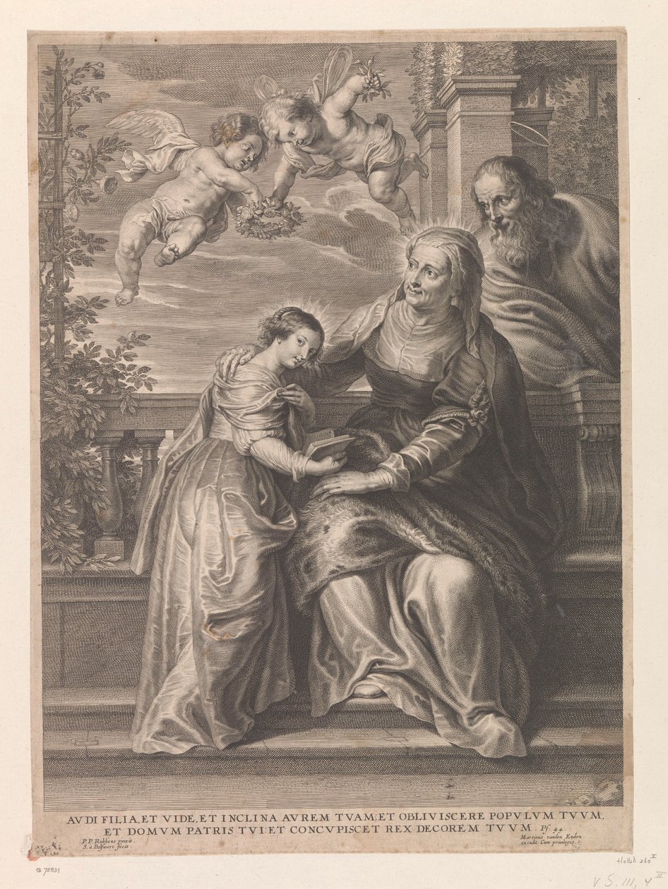 Maria met haar ouders Anna en Joachim door Schelte Adamsz. Bolswert