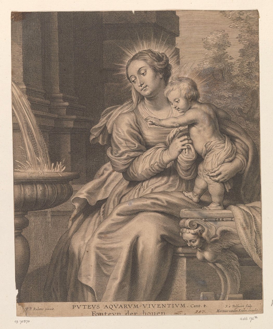 Maria met kind bij een fontein door Schelte Adamsz. Bolswert