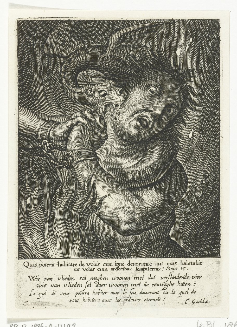 Ziel in de hel gebeten door monster door Schelte Adamsz. Bolswert