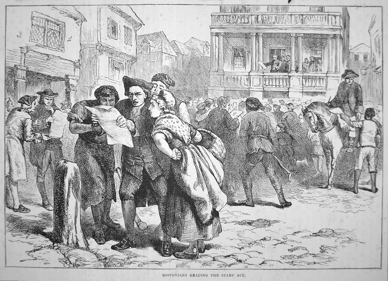 Bostonianen Lezen de Stamp Act door School American