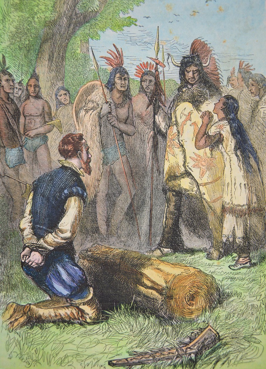 Pocahontas redt het leven van John Smith door School American