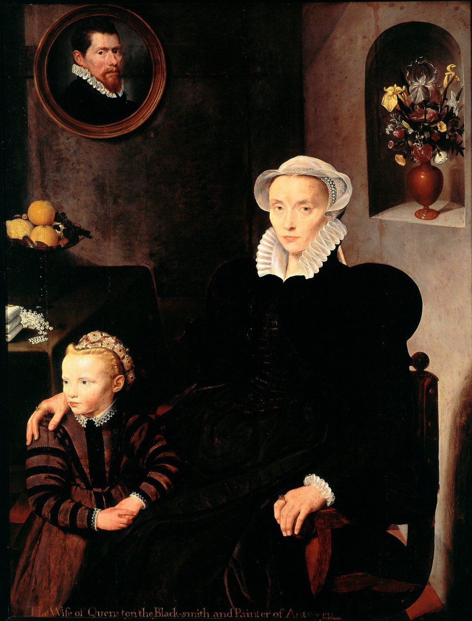 Portret van de vrouw van de smid en schilder uit Antwerpen Quenston met haar kind door School Antwerp