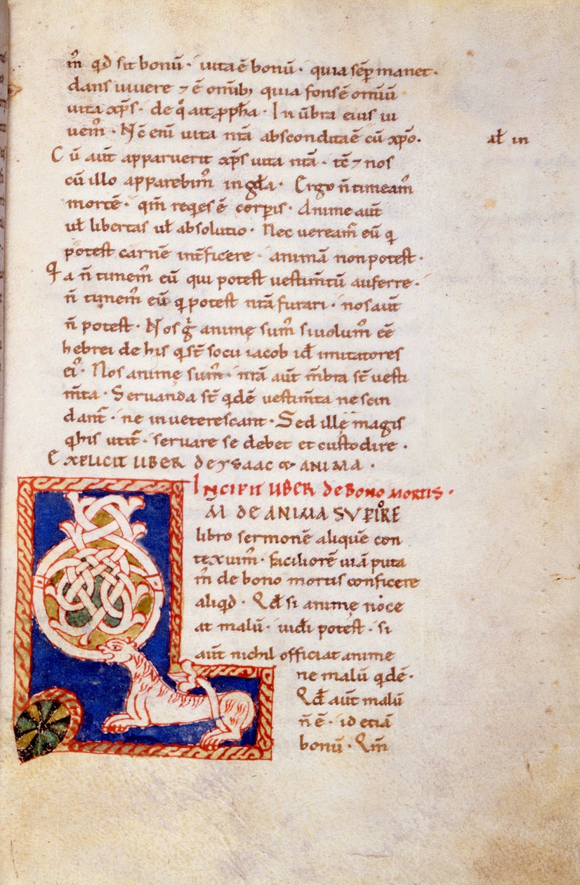 Miniatuur Oude Testament pagina. 13e eeuw. Karolingische tijd. Biblioteca Trivulziana, Milaan door School Carolingian